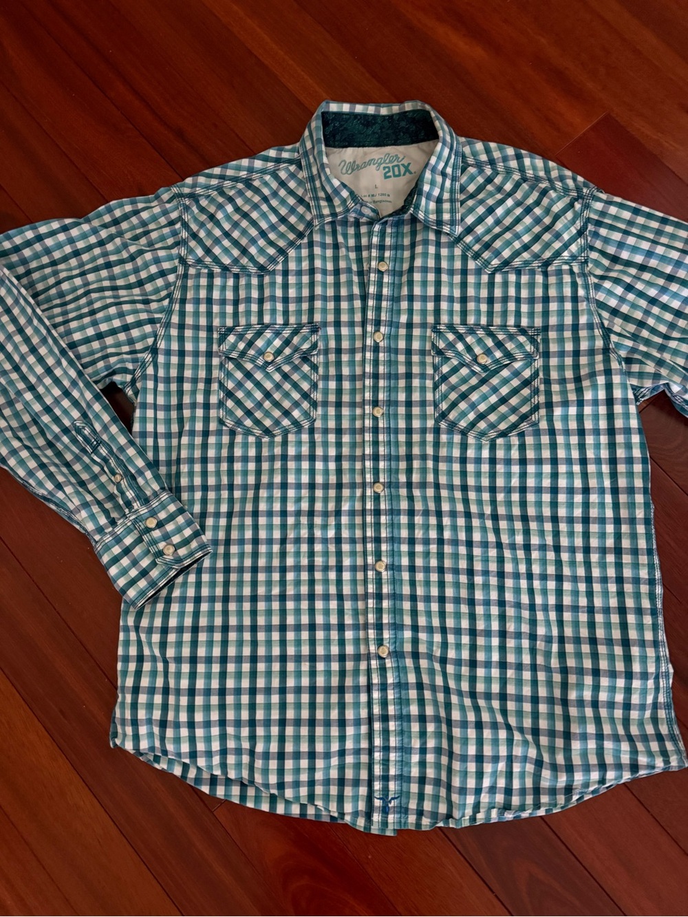 Wrangler Western Shirts Pearl Snap Button Up Long Sleeve Shirt Size Men's Large